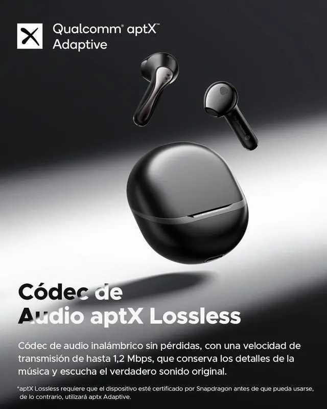 Alt view image 4 of 7 - SoundPEATS Semi in Ear Earbuds, Snapgragon Sound with aptx Adaptive Lossless and QCC3091, Bluetooth V5.4 Headphones, Built in 6 Mics, Playtime 30 Hrs, App Control