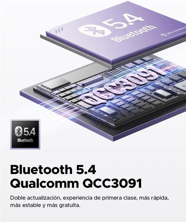 Alt view image 5 of 7 - SoundPEATS Semi in Ear Earbuds, Snapgragon Sound with aptx Adaptive Lossless and QCC3091, Bluetooth V5.4 Headphones, Built in 6 Mics, Playtime 30 Hrs, App Control