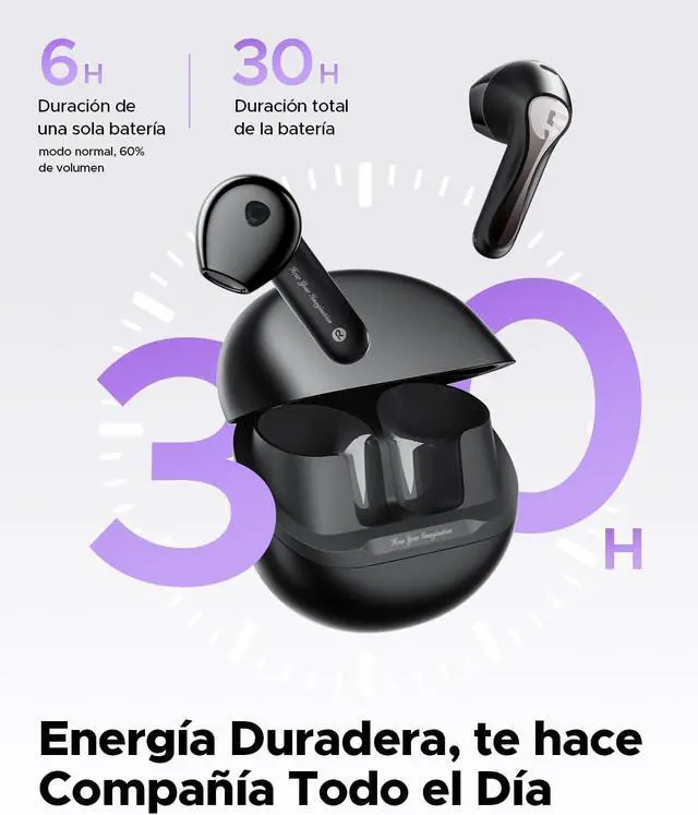 Alt view image 6 of 7 - SoundPEATS Semi in Ear Earbuds, Snapgragon Sound with aptx Adaptive Lossless and QCC3091, Bluetooth V5.4 Headphones, Built in 6 Mics, Playtime 30 Hrs, App Control
