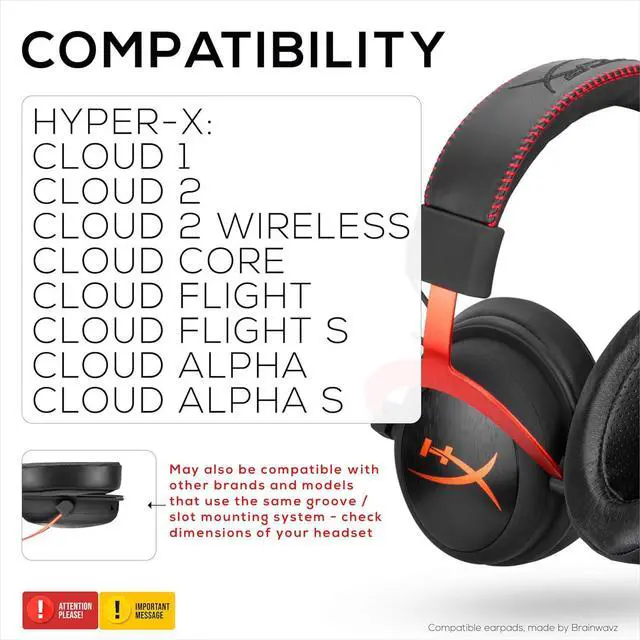 Alt view image 2 of 7 - Sheepskin Gel Earpads for HyperX Cloud 1, 2 Wireless, Core, Flight S, Alpha S Headsets & More, Soft Leather, Cooling Gel, Extra Comfort, Durable & Long Lasting by Brainwavz