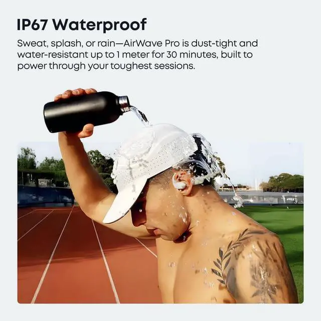 Alt view image 2 of 7 - Langsdom Running Headphones AirWare Pro, Open Ear Lightweight Skin-Friendly Comfort, Superior Sound, IP67 Waterproof, Built-in 32GB MP3 Mode, 17.5Hrs Battery Life (Black)