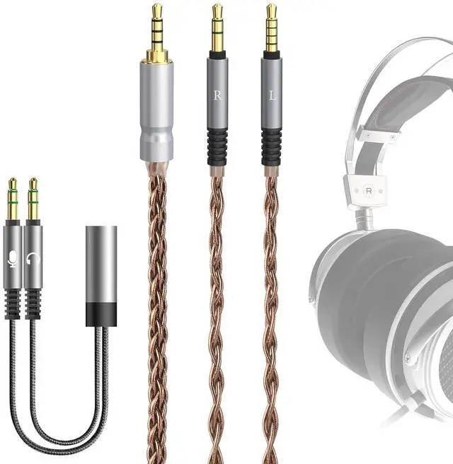 Main image of Geekria Apollo Single Crystal Copper Upgrade Audio Cable Compatible with VZR Model One Audiophile Gaming Headset, 3.5mm (1/8'') to Dual 3.5mm Replacement Headphones Cord (4.9 ft / 1.5 m)