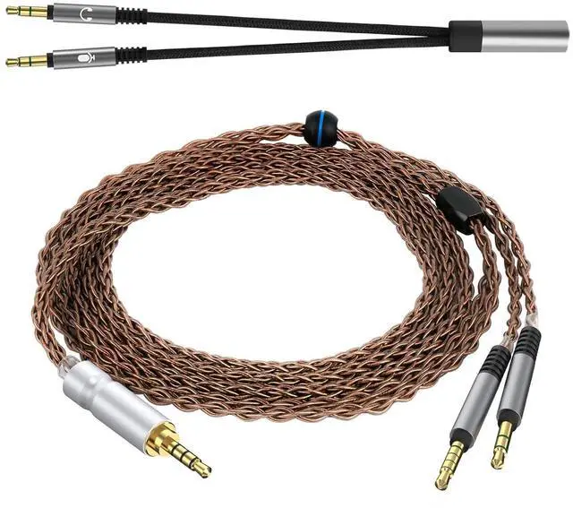 Alt view image 2 of 6 - Geekria Apollo Single Crystal Copper Upgrade Audio Cable Compatible with VZR Model One Audiophile Gaming Headset, 3.5mm (1/8'') to Dual 3.5mm Replacement Headphones Cord (4.9 ft / 1.5 m)