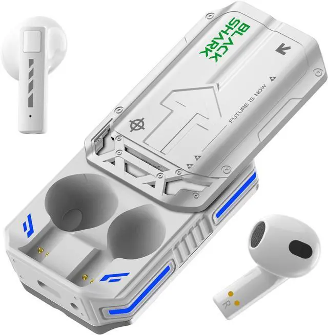 Alt view image 2 of 7 - Black Shark T11 True Wireless Bluetooth Earbuds with Active Noise Cancellation, Bluetooth 5.3, 30 Hour Battery Life, RGB Lighting Effects (White)