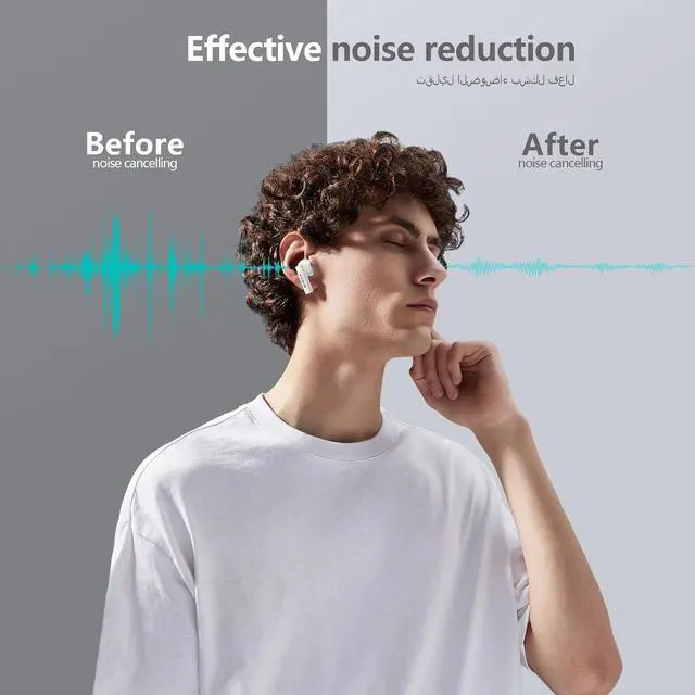 Alt view image 5 of 7 - Black Shark T11 True Wireless Bluetooth Earbuds with Active Noise Cancellation, Bluetooth 5.3, 30 Hour Battery Life, RGB Lighting Effects (White)
