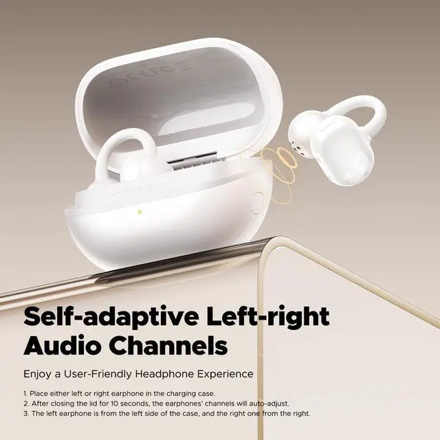 Alt view image 5 of 7 - SoundPEATS POP Clip Open Ear Headphones, Lightweight Comfort Wireless Earbuds, Bluetooth 5.4 Earphones, 30H Playtime, IPX5, Sports Running, Workout, White