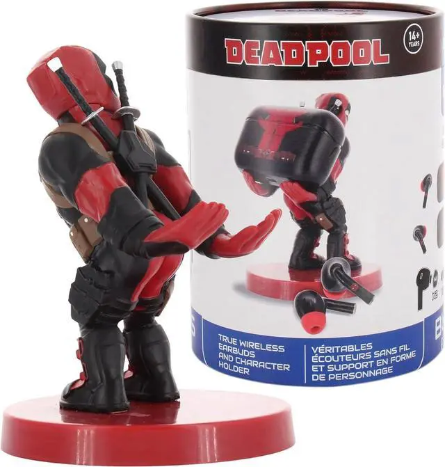 Alt view image 2 of 7 - Exquisite Gaming: Buds Pro & Holdems Bundle - Deadpool - Wireless Bluetooth Earbuds & Case, Character Device Holder/Figure, Licensed Marvel Set
