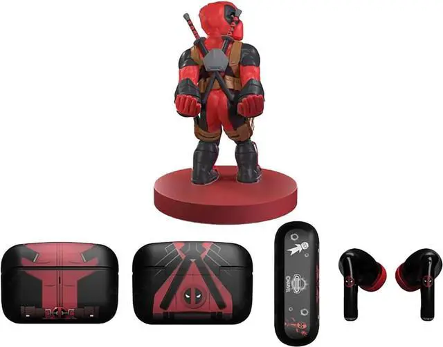 Alt view image 5 of 7 - Exquisite Gaming: Buds Pro & Holdems Bundle - Deadpool - Wireless Bluetooth Earbuds & Case, Character Device Holder/Figure, Licensed Marvel Set