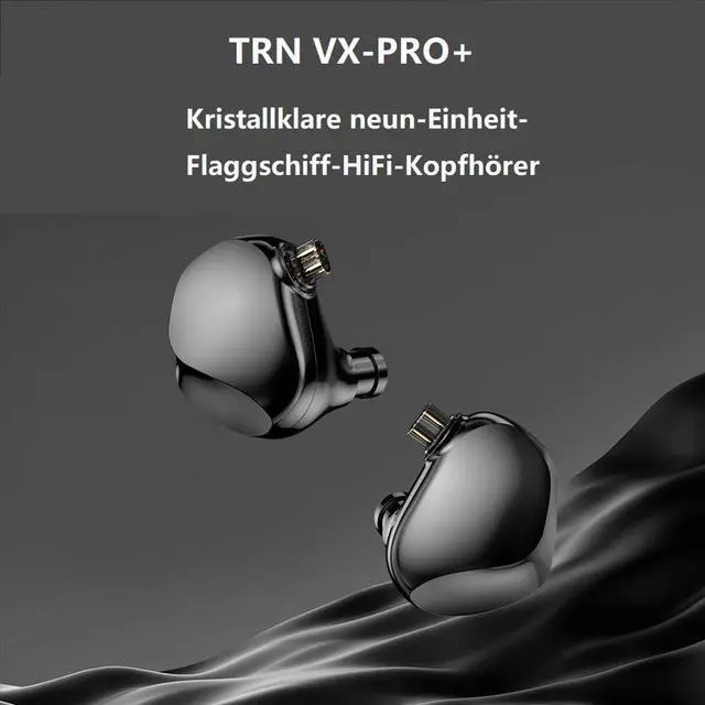 Alt view image 2 of 7 - TRN VX Pro+ 1DD+8BA Flagship HiFi Earphones with Microphone, 2Pin-Detachable Cable & High-Resolution Audio (3.5mm Jack/Pearl Black)