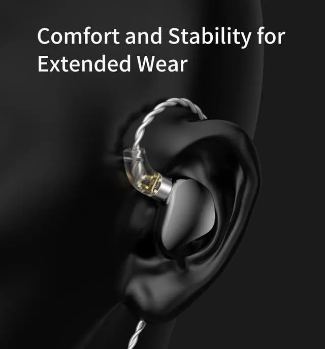 Alt view image 5 of 7 - TRN VX Pro+ 1DD+8BA Flagship HiFi Earphones with Microphone, 2Pin-Detachable Cable & High-Resolution Audio (3.5mm Jack/Pearl Black)