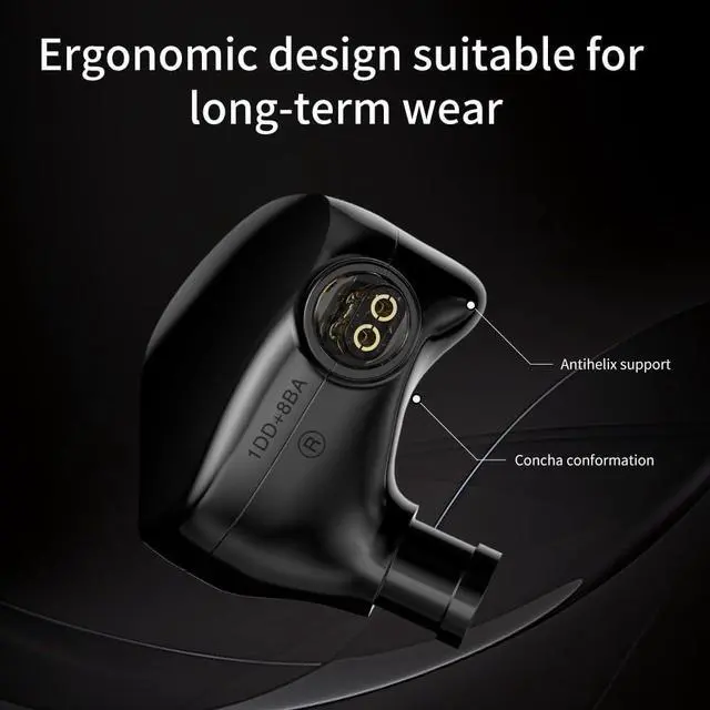 Alt view image 7 of 7 - TRN VX Pro+ 1DD+8BA Flagship HiFi Earphones with Microphone, 2Pin-Detachable Cable & High-Resolution Audio (3.5mm Jack/Pearl Black)