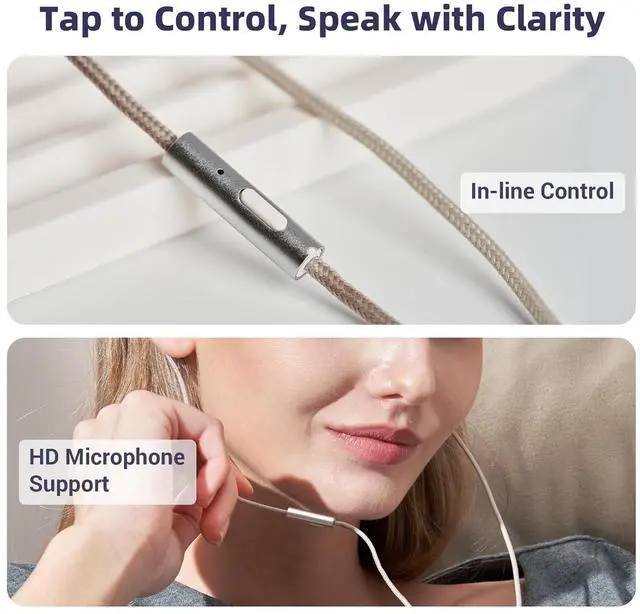 Alt view image 4 of 6 - ST2 IEM Cable USB-C, ESS ES9218AC Pro DAC Chip, in-Line Control, HD Mic, Hi-end OFC Cables, 0.78 mm 2pin, 1.5 m Earbud Extension Cord for in Ear Monitor Wired