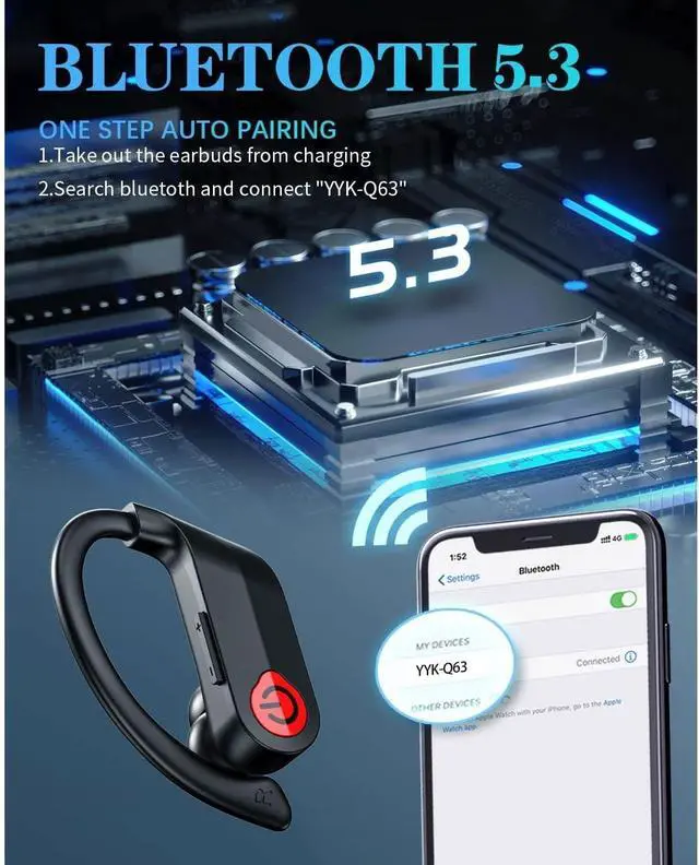 Alt view image 2 of 7 - TWS Headphones Wireless Earbuds Compatible with Samsung Galaxy Z Flip7/Z Flip7 FE, Earphones Ear Hook True Stereo Headset Hands-Free Mic