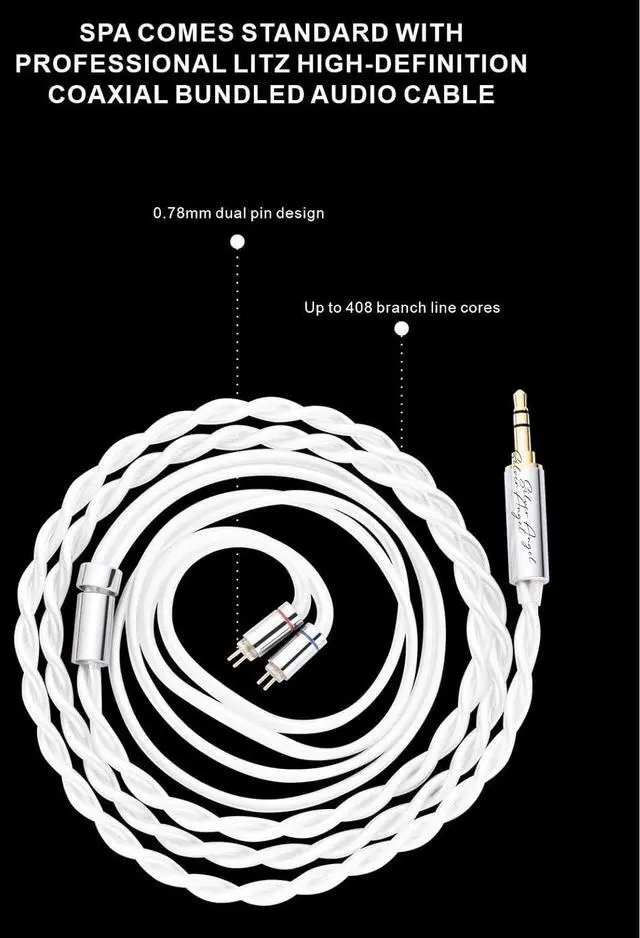 Alt view image 4 of 7 - SPA-PRO EarAcoustic Audio Wired in-Ear Monitor, Stereo Noise Lsolating IEM Earphones, Detachable Cable Design for Musicians/Singers/Studio Audiophiles (3.5mm Without Mic)