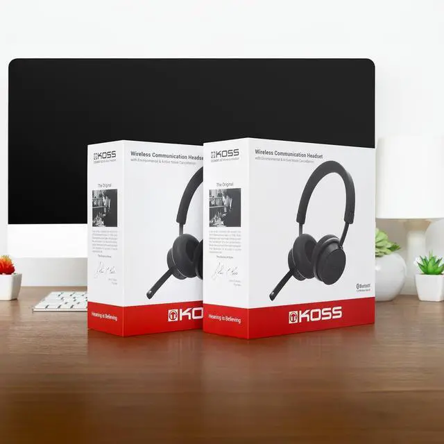 Alt view image 2 of 6 - Koss CS340iBT QZ Wireless Bluetooth On-Ear Communication Headset, Active Noise Cancellation, Black (2-Pack Bundle)