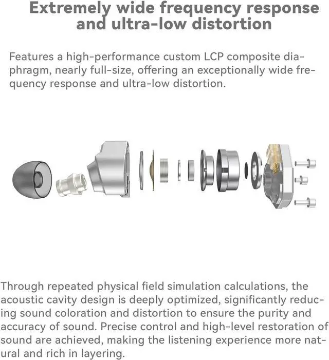 Alt view image 2 of 7 - TINHIFI C2 HiFi IEM | LCP+PU Composite Diaphragm | 0.78mm 2-Pin Gold-Plated Cable | High-Resolution in-Ear Monitors for FPS Gaming & Music (Gun Color, C2 2025 3.5MM+Mic)