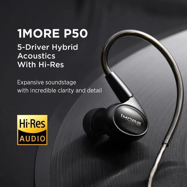 Alt view image 4 of 7 - 1MORE P50 Wired in-Ear Earphones Hi-Res Audio, Hybrid 5-Driver Headphones with 3.5mm Jack, Deep Bass HiFi Sound, MMCX Detachable Cable, Built-in MEMS Microphone and 3-Button Control, for Music/Gaming