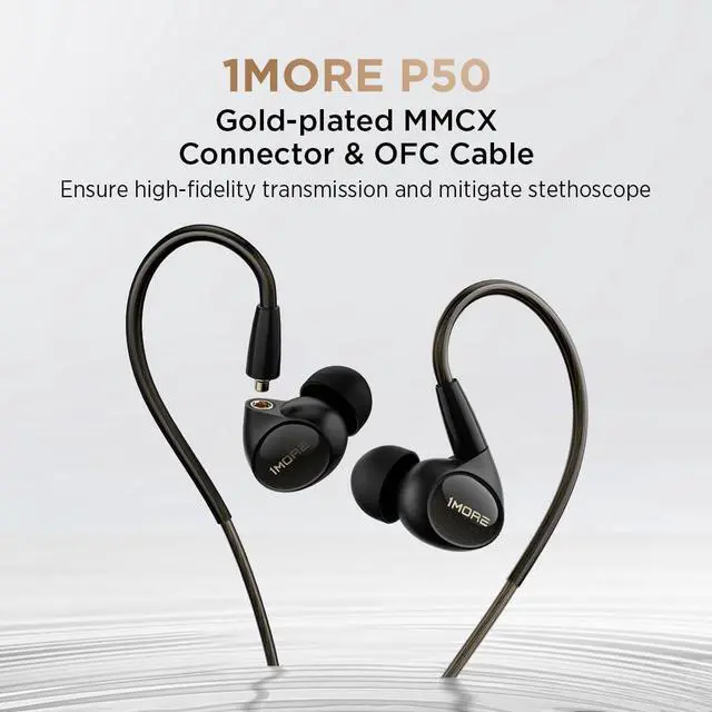 Alt view image 5 of 7 - 1MORE P50 Wired in-Ear Earphones Hi-Res Audio, Hybrid 5-Driver Headphones with 3.5mm Jack, Deep Bass HiFi Sound, MMCX Detachable Cable, Built-in MEMS Microphone and 3-Button Control, for Music/Gaming