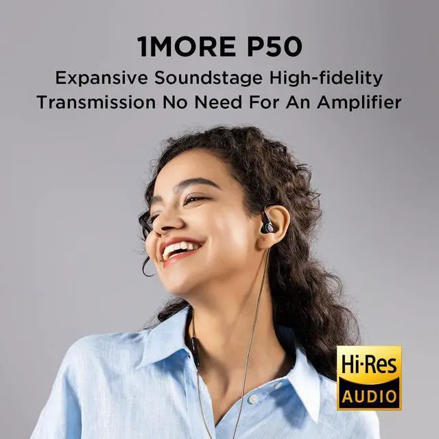 Alt view image 3 of 7 - 1MORE P50 Wired in-Ear Earphones Hi-Res Audio, Hybrid 5-Driver Headphones with 3.5mm Jack, Deep Bass HiFi Sound, MMCX Detachable Cable, Built-in MEMS Microphone and 3-Button Control, for Music/Gaming