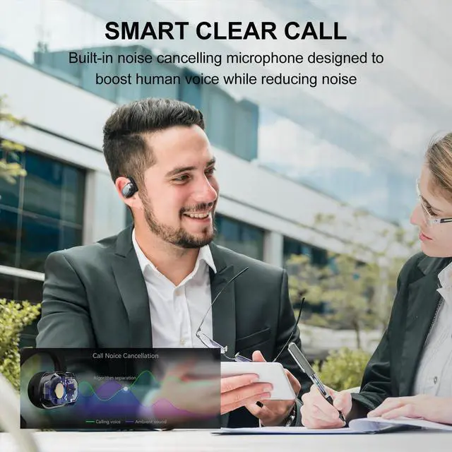 Alt view image 4 of 6 - Edifier Air 2 Open Ear Earbuds with Ear Loops, Bluetooth 5.3 Open Ear Wireless Headphones with Boosted Bass, Built-in ENC Mic, 28H Playtime, RGB, Silicone Earhook for Workout Running Gaming - Black