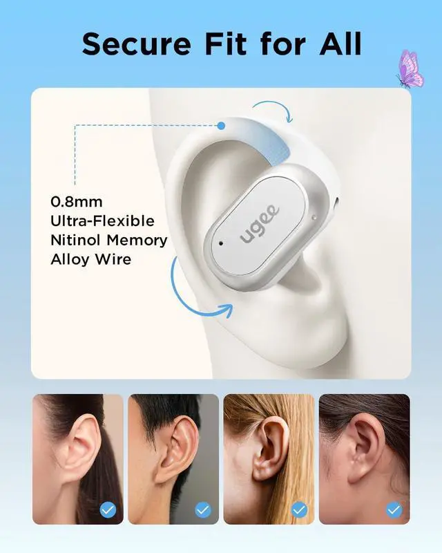 Alt view image 3 of 7 - UGEE Inspiration Open Ear Headphones FS01, Bluetooth Headphones 5.3,Wireless Earbuds with IPX5 Waterproof, HiFi Audio for Creators, Music Lovers & Active Lifestyles