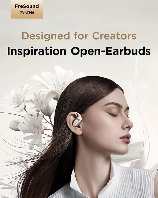 Alt view image 2 of 7 - UGEE Inspiration Open Ear Headphones FS01, Bluetooth Headphones 5.3,Wireless Earbuds with IPX5 Waterproof, HiFi Audio for Creators, Music Lovers & Active Lifestyles