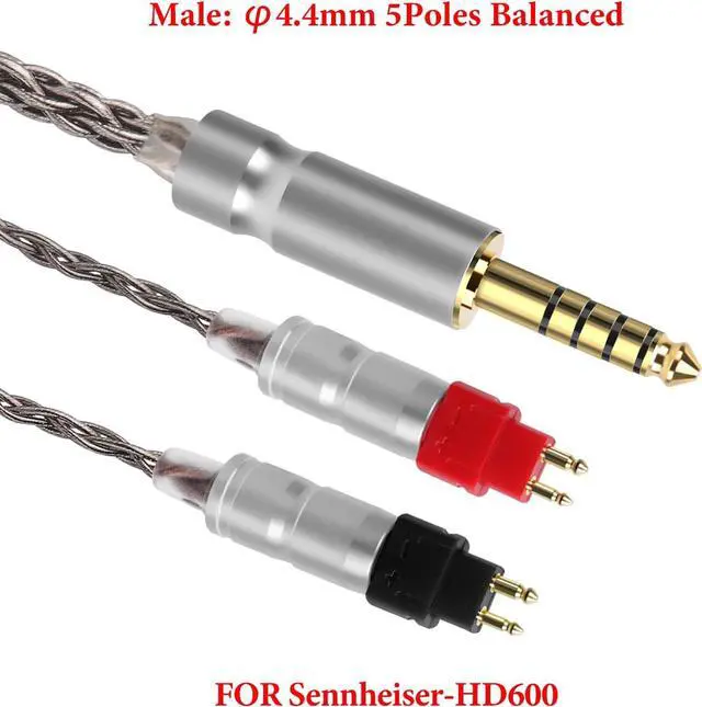 Alt view image 3 of 6 - Geekria Apollo Silver-Plated Copper Upgrade Audio Cable Compatible with Sennheiser HD600, HD650, HD660S2, HD6XX Headphones, 4.4mm Replacement Headphones Cord for Amplifier (4.9ft/1.5 m)