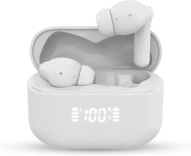 Main image of Naztech Xpods Pro ANC True Wireless Earbuds - Bluetooth 5.4 Noise Cancelling with 4X Voice-Isolating Mics, IPX5 Waterproof, LED Display, Wireless Charging Case, Bluetooth Earbuds - White