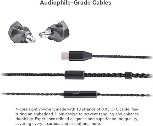 Alt view image 3 of 7 - TINHIFI-C2 Wired Earphones with Micorphone - Mecha Style in-Ear Monitors | Dual Magnetic Circuit & Custom EQ (TypeC Plug)