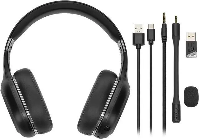 Alt view image 6 of 6 - Monoprice Bluetooth 5.0 + USB Transmitter Wireless Web Meeting Headset - with 3D Stereo Surround Sound and Detachable Boom Mic