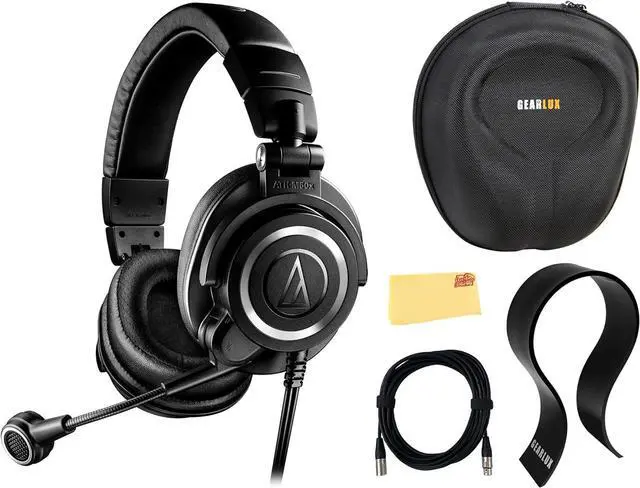 Main image of Audio-Technica ATH-M50XSTS StreamSet Streaming Headset - Black Bundle with Case, Stand, XLR Cable, and Austin Bazaar Polishing Cloth