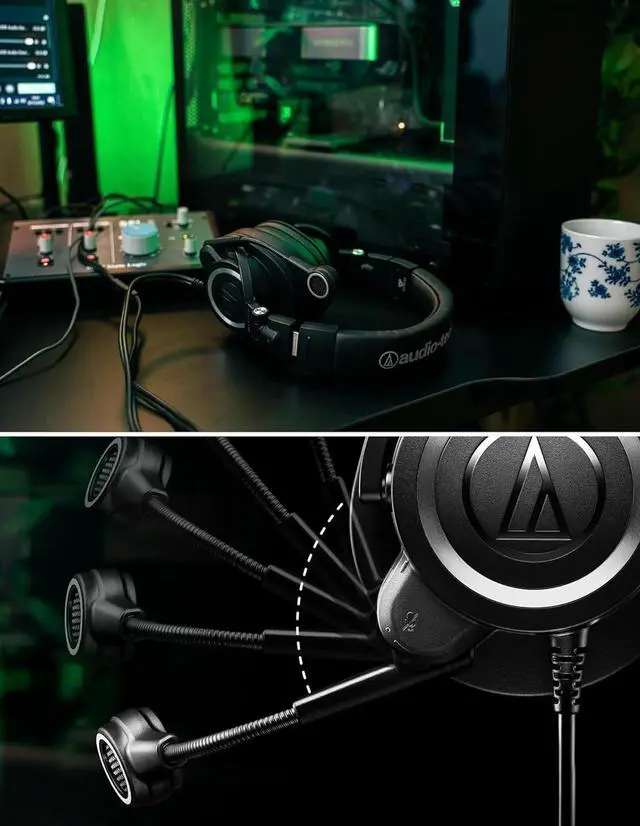 Alt view image 7 of 7 - Audio-Technica ATH-M50XSTS StreamSet Streaming Headset - Black Bundle with Case, Stand, XLR Cable, and Austin Bazaar Polishing Cloth
