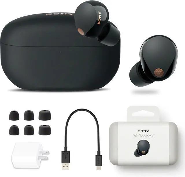 Main image of Sony WF-1000XM5 Truly Wireless Bluetooth Noise Canceling Earbuds Headphones with Voice Built in, Black (WF1000XM5/B) + USB Adapter