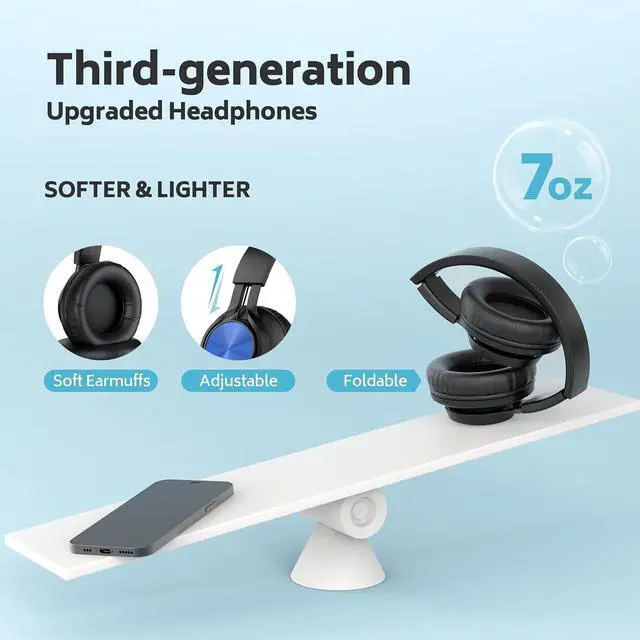 Alt view image 2 of 5 - AILIHEN Headphones Wired 10-Pack Bulk for School Students Kids K-12 ClassroomAdjustable, Foldable, Over-Ear Headsets ((Light Color)
