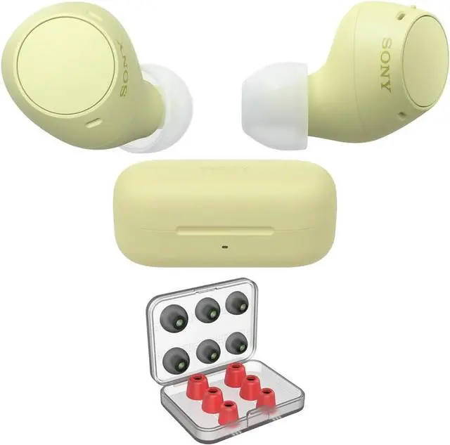Main image of Sony WF-C510 Truly Wireless Earbuds with 22-Hour Battery, IPX4, Multipoint, Yellow Bundle with Deco Essentials 6 Pairs of in-Ear Earbud Tips (S/M/L Sizes)