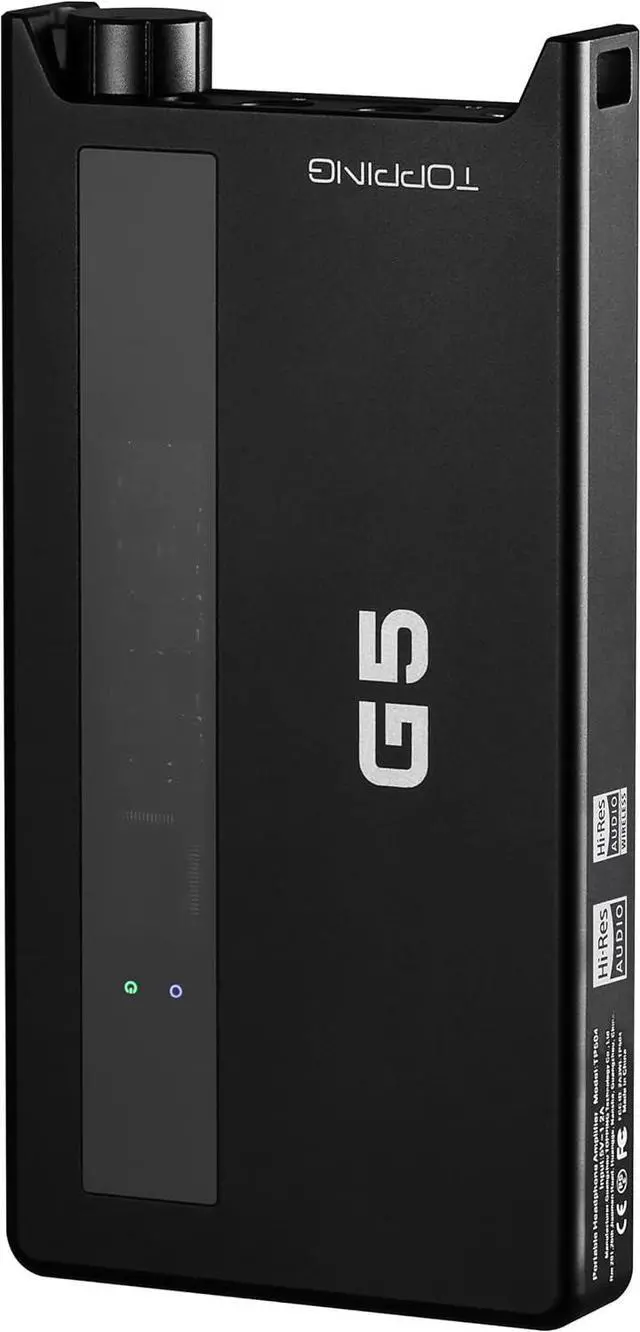 Alt view image 2 of 7 - TOPPING G5 Hi-Res Portable DAC and Headphone Amplifier  USB, Bluetooth LDAC, NFCA Amp, ES9068AS DAC, Up to 1200mW Output, for IEMs & High-Impedance Headphones (Black)