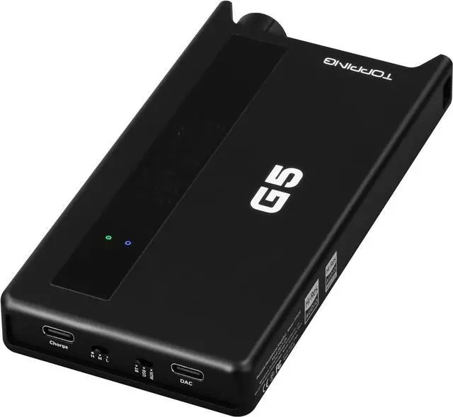 Alt view image 3 of 7 - TOPPING G5 Hi-Res Portable DAC and Headphone Amplifier  USB, Bluetooth LDAC, NFCA Amp, ES9068AS DAC, Up to 1200mW Output, for IEMs & High-Impedance Headphones (Black)