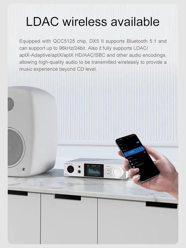 Alt view image 7 of 7 - Topping DX5 II Decoder Dua ES9039Q2M Desktop DAC & Headphone Amplifier (White)