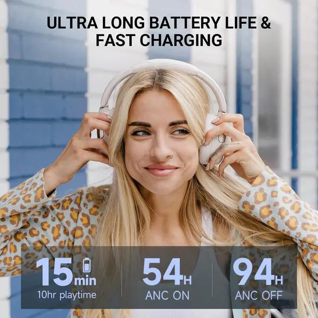 Alt view image 5 of 7 - Edifier W830NB Active Noise Cancelling Wireless Over-Ear Headphones, Foldable Lightweight Bluetooth Headset with Hi-Res Audio, Dual Device Connection, 94 Hours Playtime Fast Charging - White