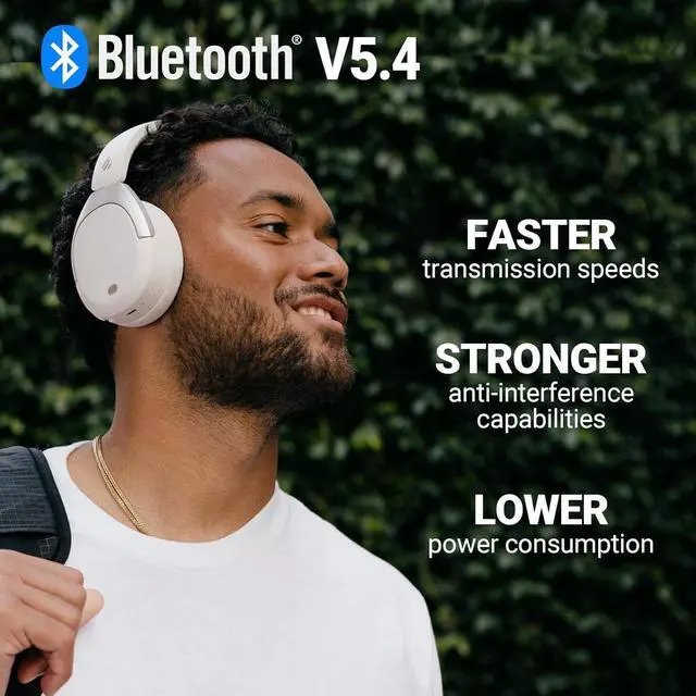 Alt view image 6 of 7 - Edifier W830NB Active Noise Cancelling Wireless Over-Ear Headphones, Foldable Lightweight Bluetooth Headset with Hi-Res Audio, Dual Device Connection, 94 Hours Playtime Fast Charging - White
