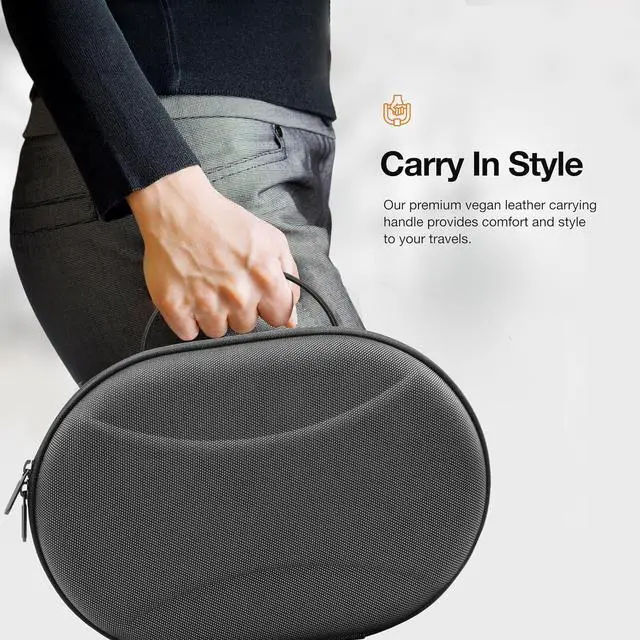 Alt view image 2 of 7 - Hard-Shell Carrying Case for Apple Vision Pro with Protective Headset Bumper (No Camera Interference) EVA Carry Bag for Storage, Travel and Accessories (2 Pc Set)