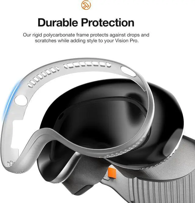 Alt view image 3 of 7 - Hard-Shell Carrying Case for Apple Vision Pro with Protective Headset Bumper (No Camera Interference) EVA Carry Bag for Storage, Travel and Accessories (2 Pc Set)