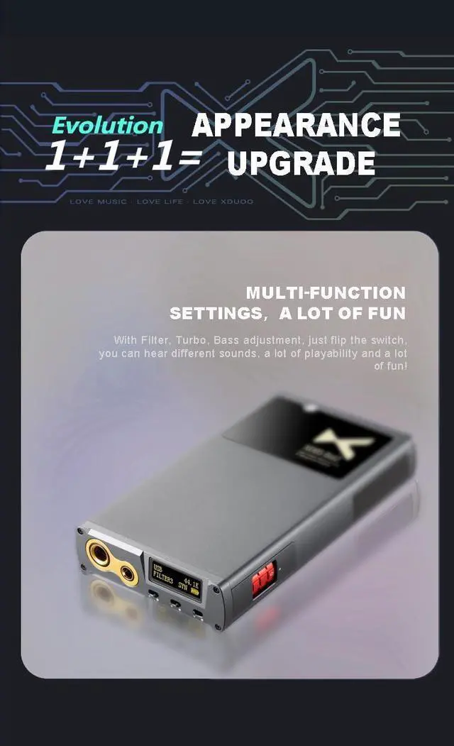 Alt view image 7 of 7 - XDUOO XD05 BAL2 Portable Balanced DAC Headphone Amplifier Bluetooth 5.1 4.4 Balanced USB XMOS XU316 AMP Decoder