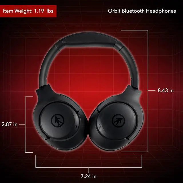 Alt view image 7 of 7 - Outdoor Tech - Orbit Bluetooth Headphones, Black - Over-The-Ear Active Noice Cancelling Headphones - Wired/Wireless for Music, Microphone, Travel, Answering Phone Calls