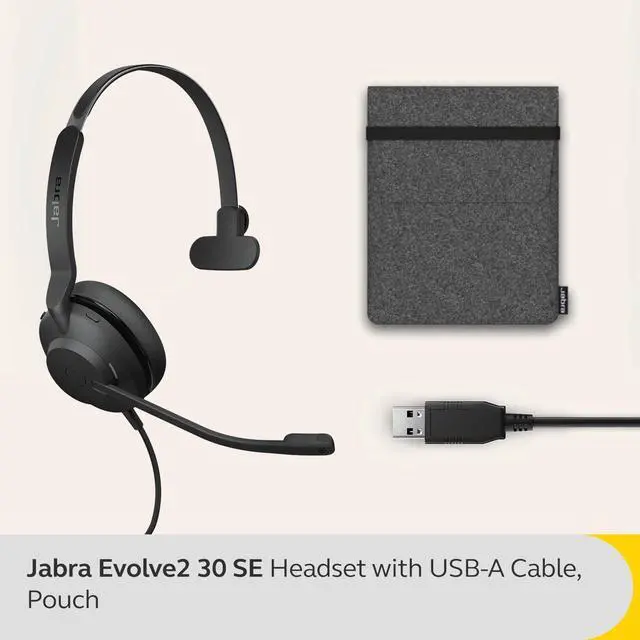 Alt view image 2 of 7 - Jabra Evolve2 30 SE MS Mono - Headset - on-ear - wired - USB-A - noise isolating