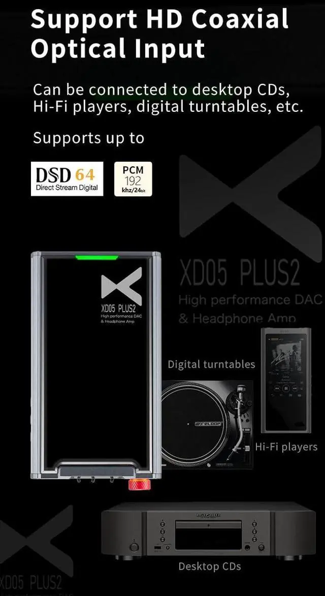 Alt view image 6 of 7 - XDUOO XD05 Plus2 Portable High Fidelity DAC Bluetooth 5.1 Headphone Amplifier
