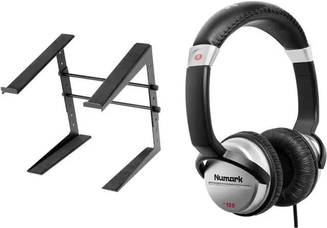 Main image of OnStage LPT5000 Laptop Computer Stand, Black & Numark HF125 | Ultra-Portable Professional DJ Headphones with 6ft Cable, 40mm Drivers for Extended Response & Closed Back Design for Superior Isolation