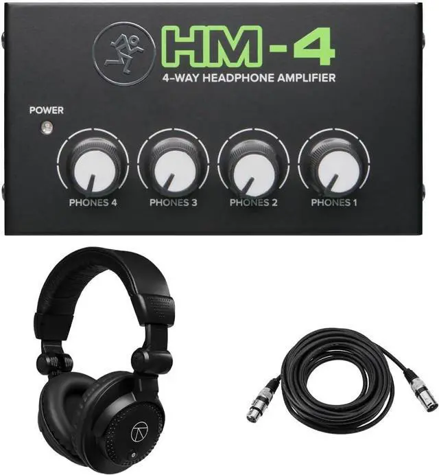 Main image of Mackie HM-4 4-Way Headphone Amplifier, Bundle with TAPH100 Headphones and 1/4" TRS Male Cable