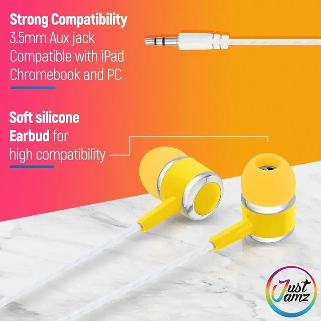 Alt view image 3 of 7 - Marbles 100 Pack Bulk Earbuds, Multicolor Chromebook Classroom Headphones