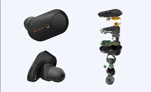 Alt view image 3 of 5 - Sony WF-1000XM3 True Wireless Noise-Canceling Earbud Headphones Bundle (Black) Bundle with Wireless Audio Adapter (2 Items)